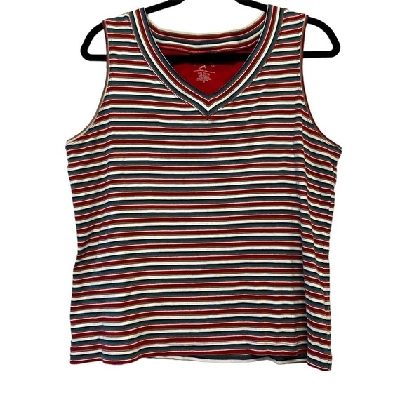 White Stag Tops - Retro White Stag Red & Blue Striped Tank Top